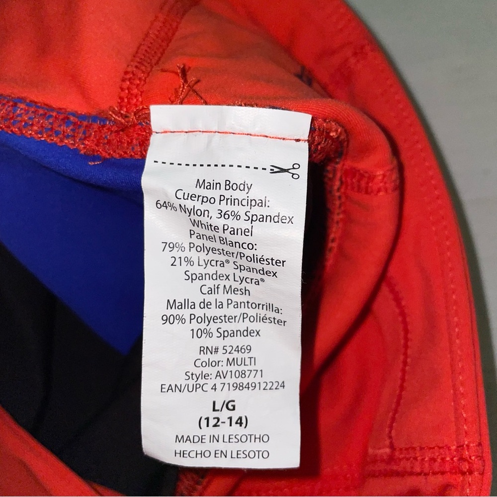Avia Women’s Leggings Orange Black White Blue Size L Colorblock Psychedelic Fun - Picture 3 of 8